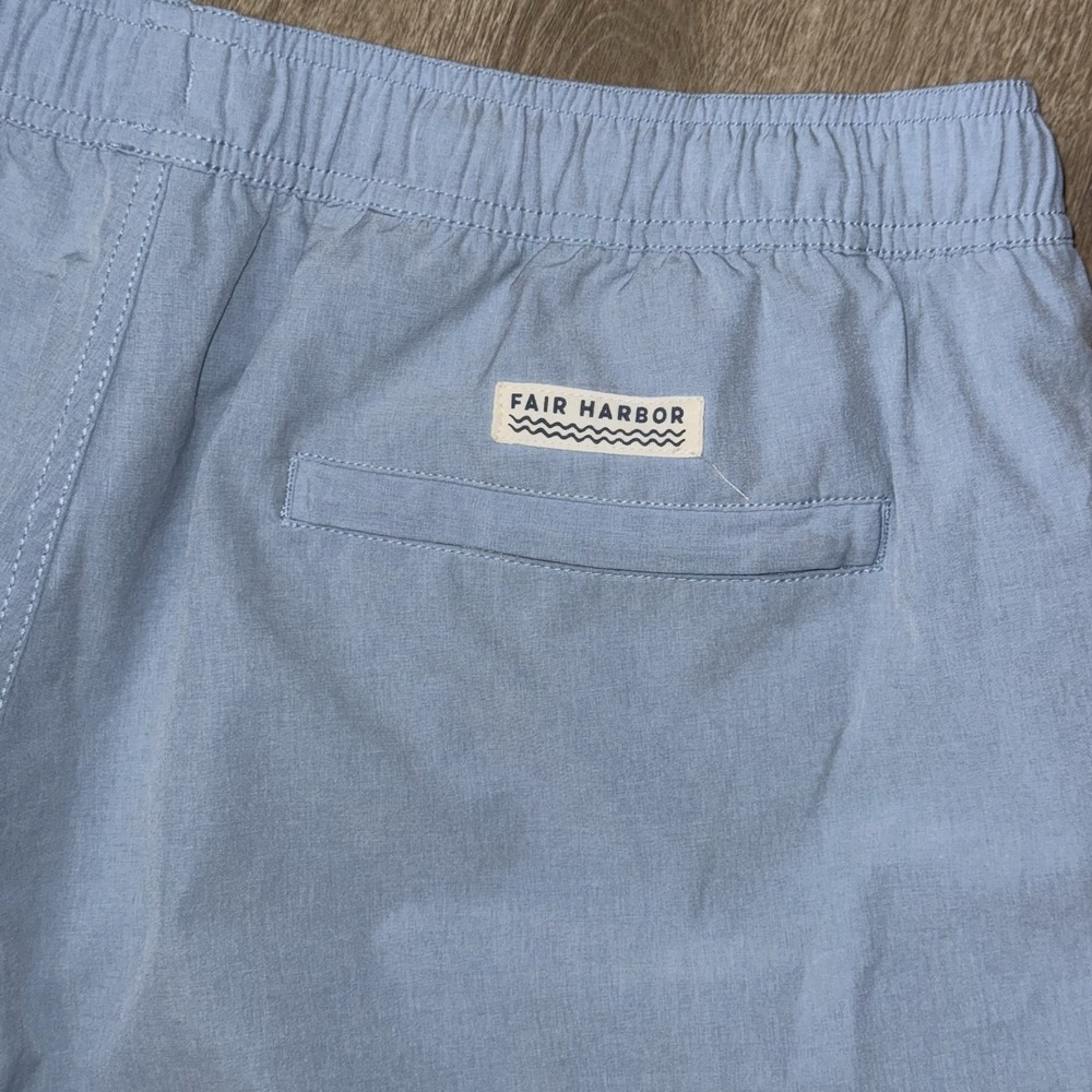 Fair Harbor Bayberry Swim Trunks Lined Men's 2XL Light Blue 8" Stretch